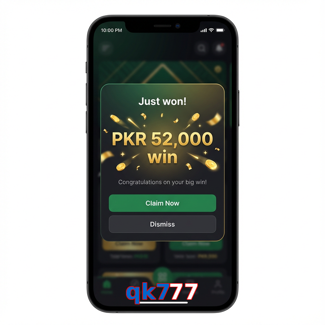 Main screen of Qk777 win page for PK players